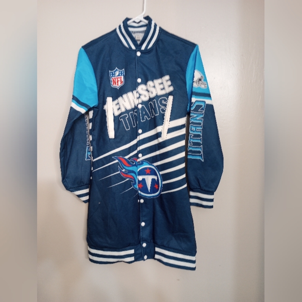 NFL Tennessee Titans Women's Snap Closure Varsity Jacket Dress - Picture 2 of 7